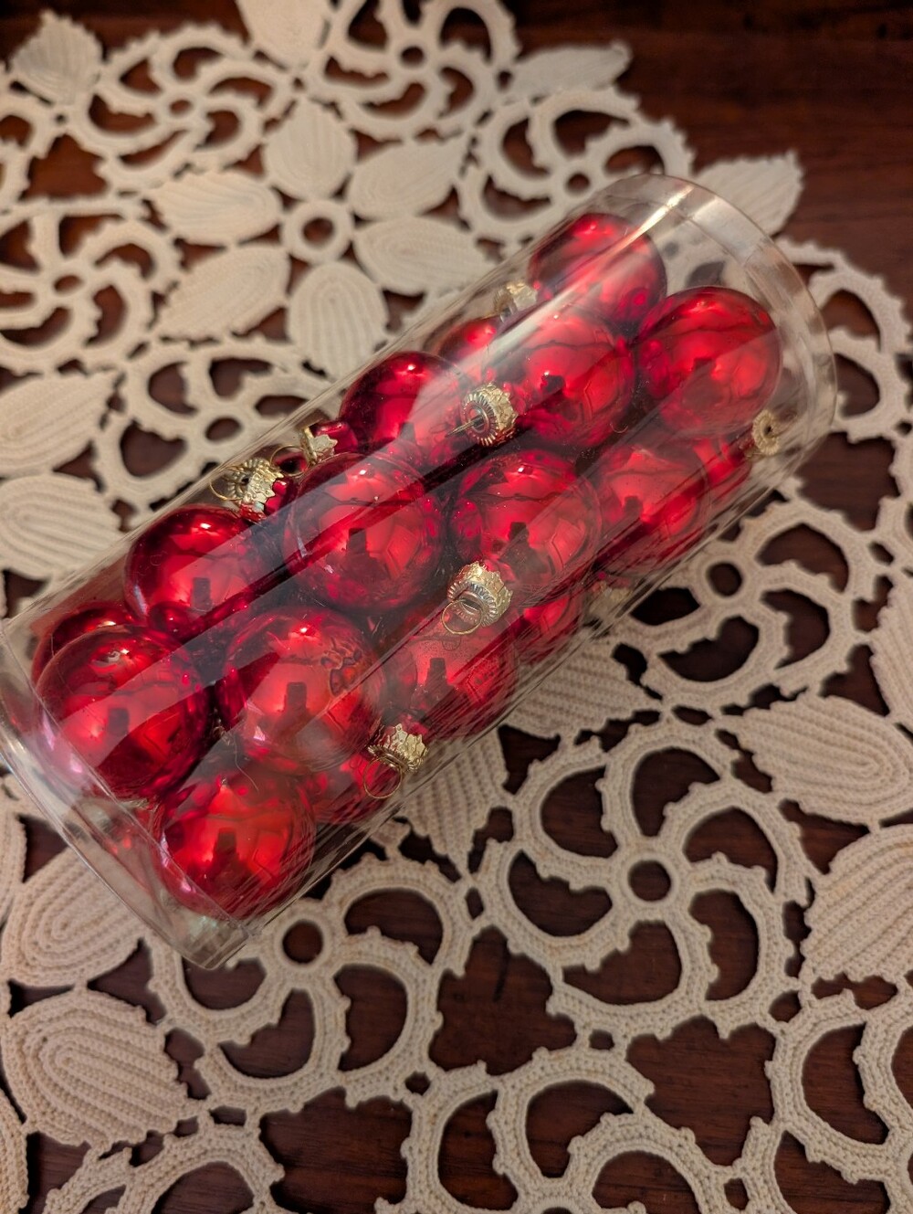 NEW Red Holiday Christmas Ornament Set - 1" Mini Baubles Balls Decor 24p